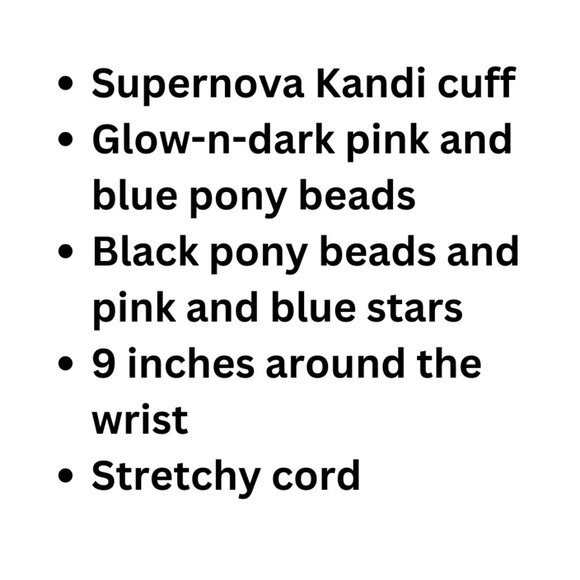 Super Nova 3d Kandi Cuff/Glow-in-Dark Pink-Blue/Light Blue-Light Pink 9 Inches - Picture 8 of 8